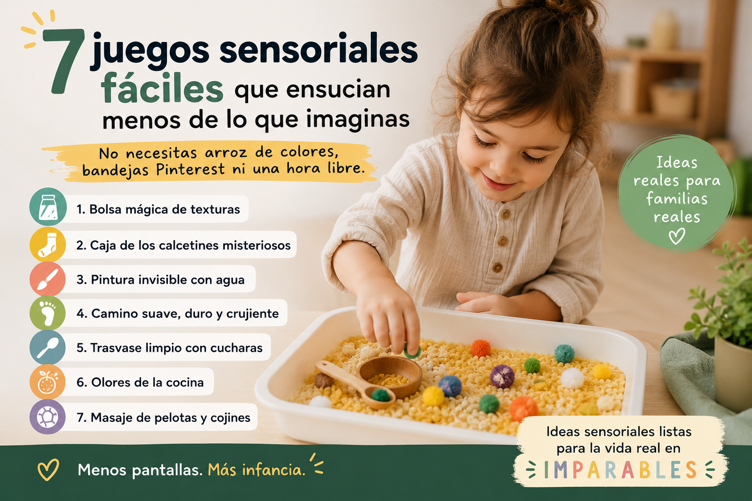 Actividades sensoriales infantiles fáciles para jugar sin pantallas en casa