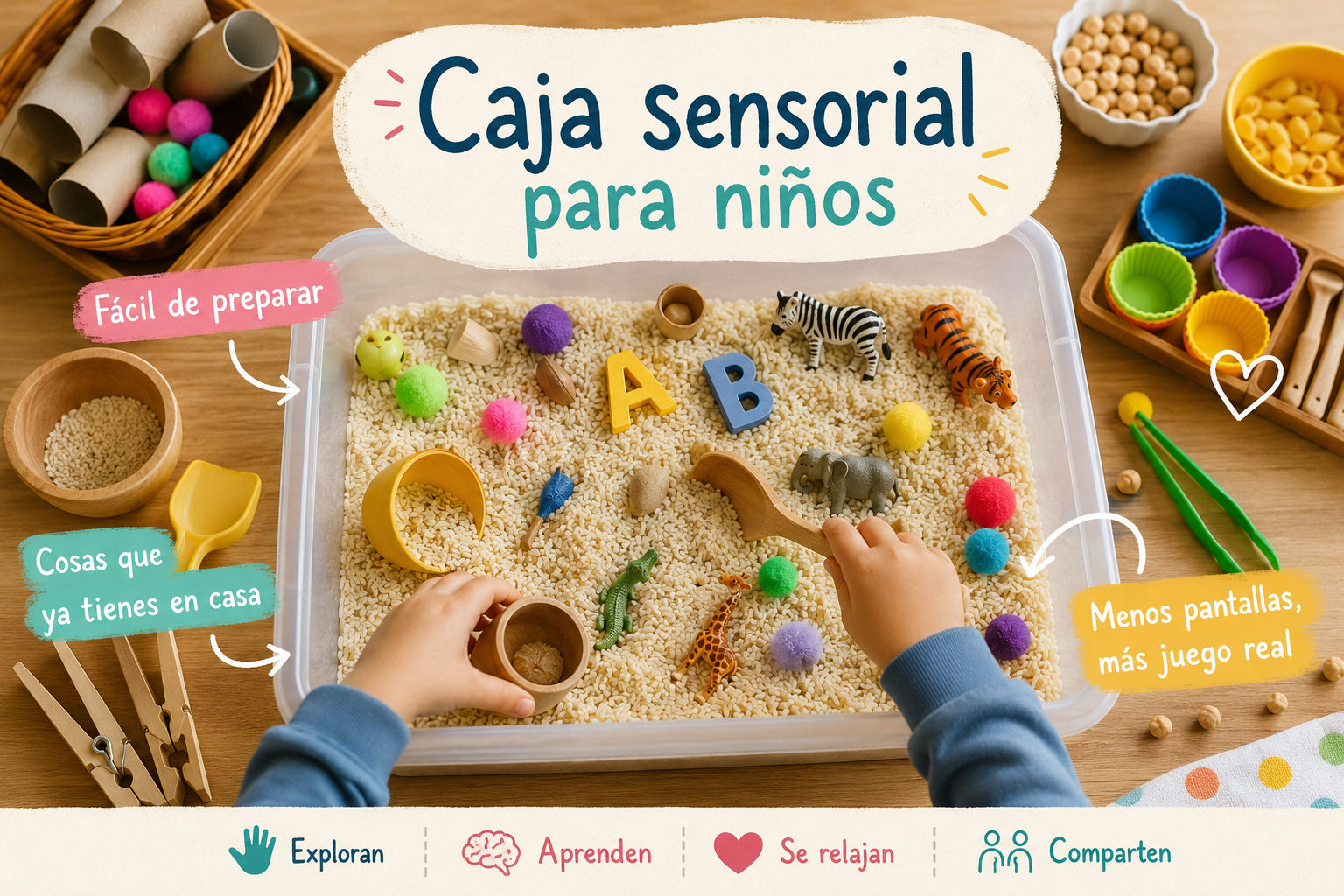 La caja sensorial rápida: 10 ideas con cosas que ya tienes en casa