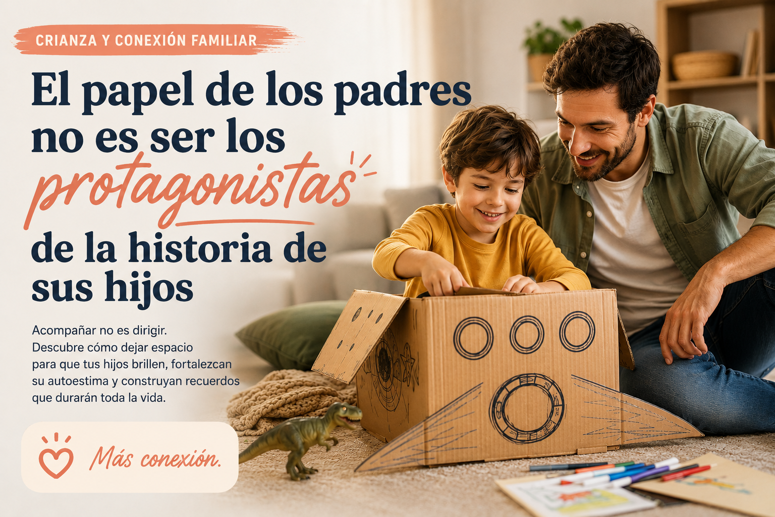 Padre observando con orgullo cómo su hijo juega y descubre el mundo por sí mismo.