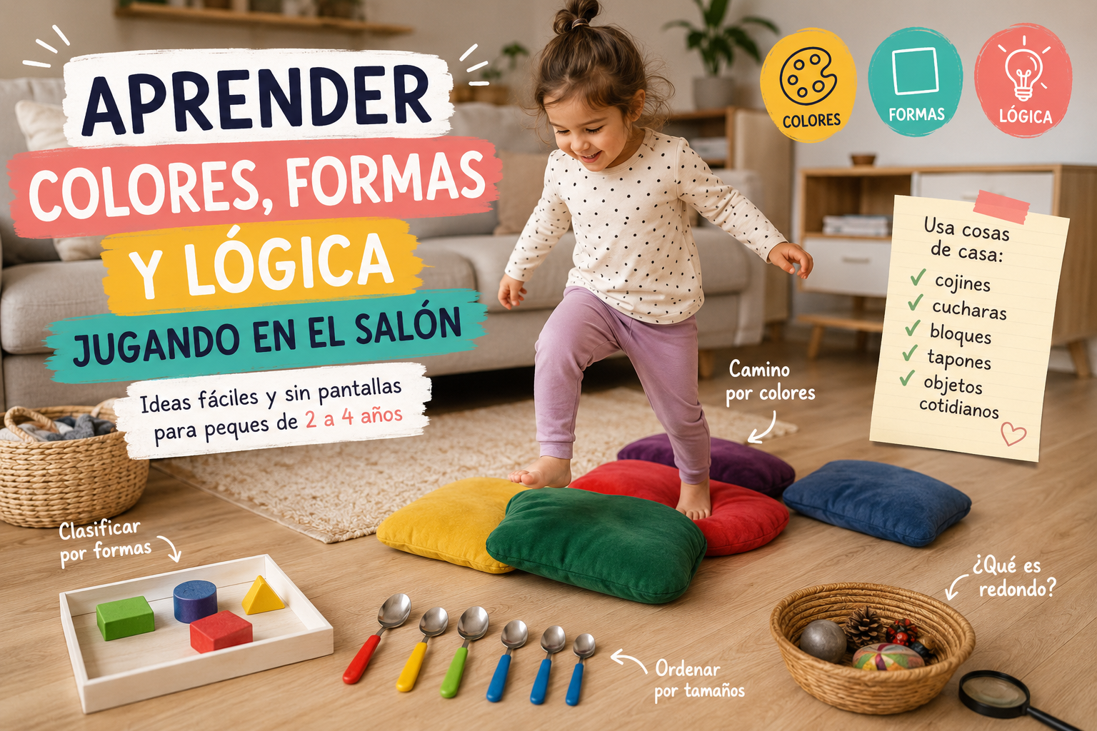 Juegos educativos para niños de 3 años en el salón: aprender colores, formas y lógica jugando
