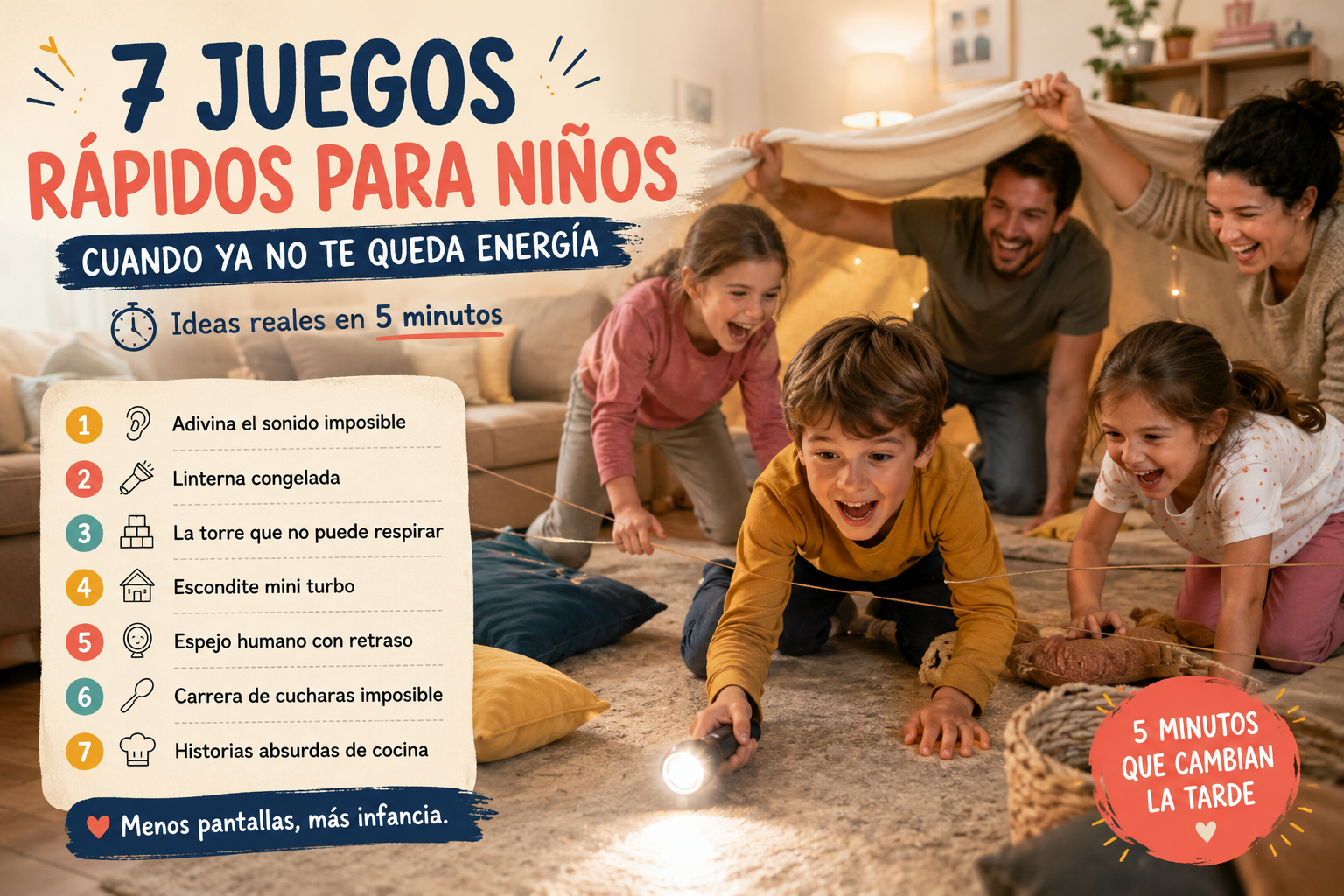 7 juegos rápidos para niños cuando ya no te queda energía