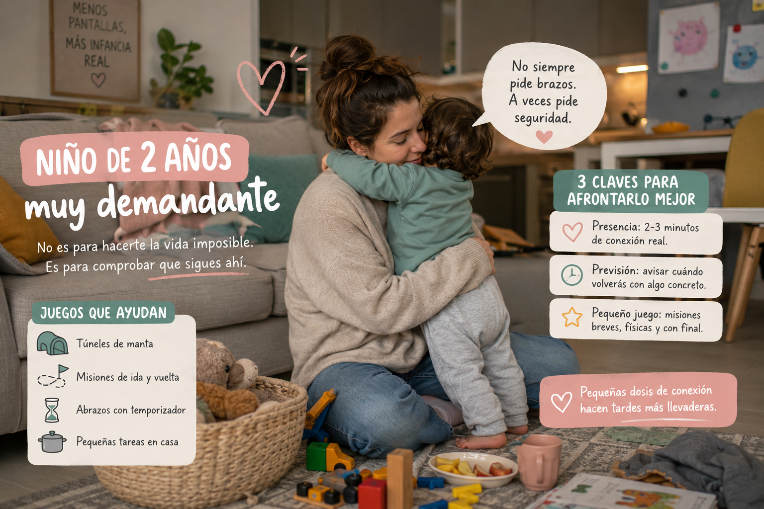 Niño de 2 años muy demandante: por qué pide brazos, atención y presencia todo el rato