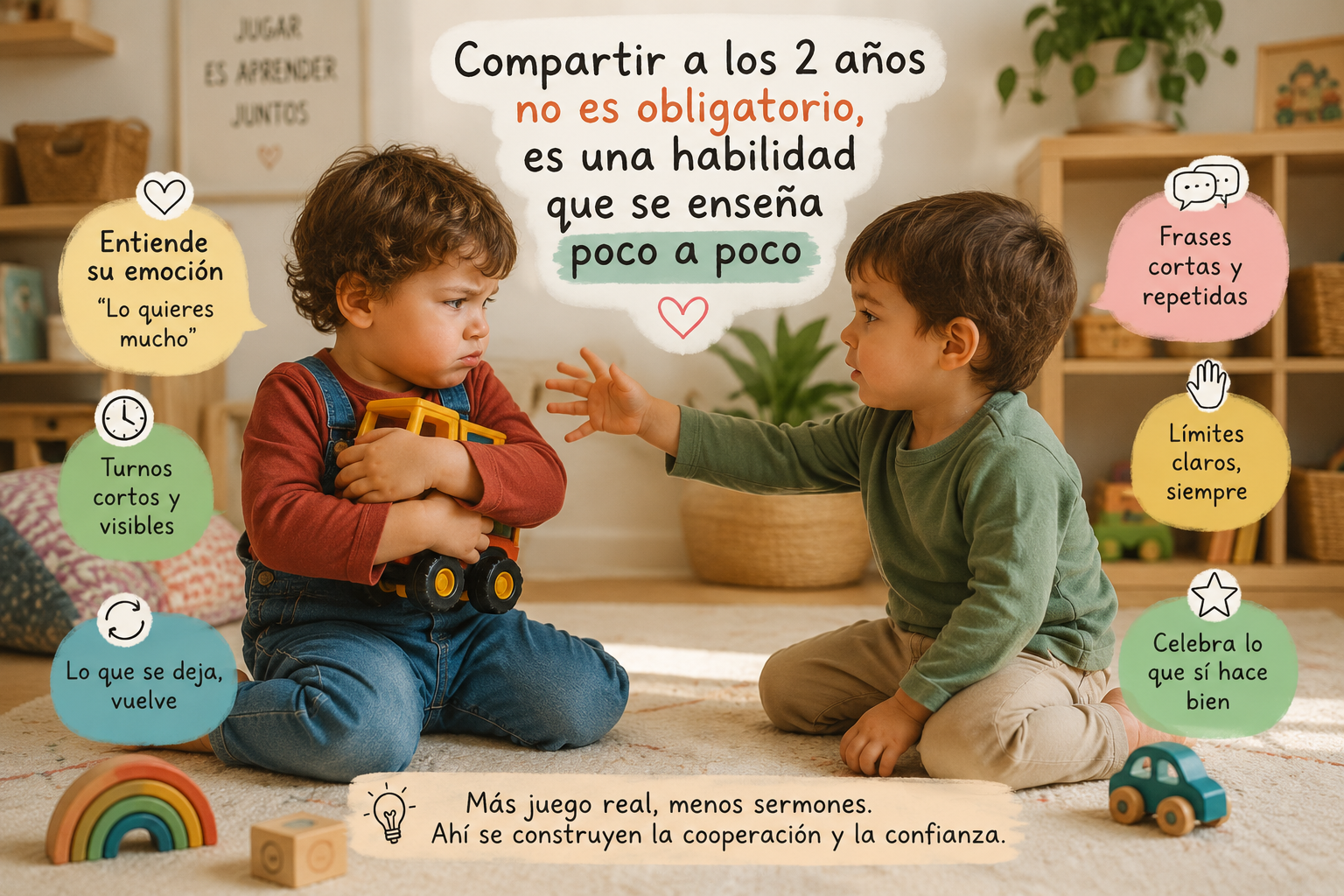 Mi hijo de 2 años no comparte: qué es normal y cómo enseñarle poco a poco